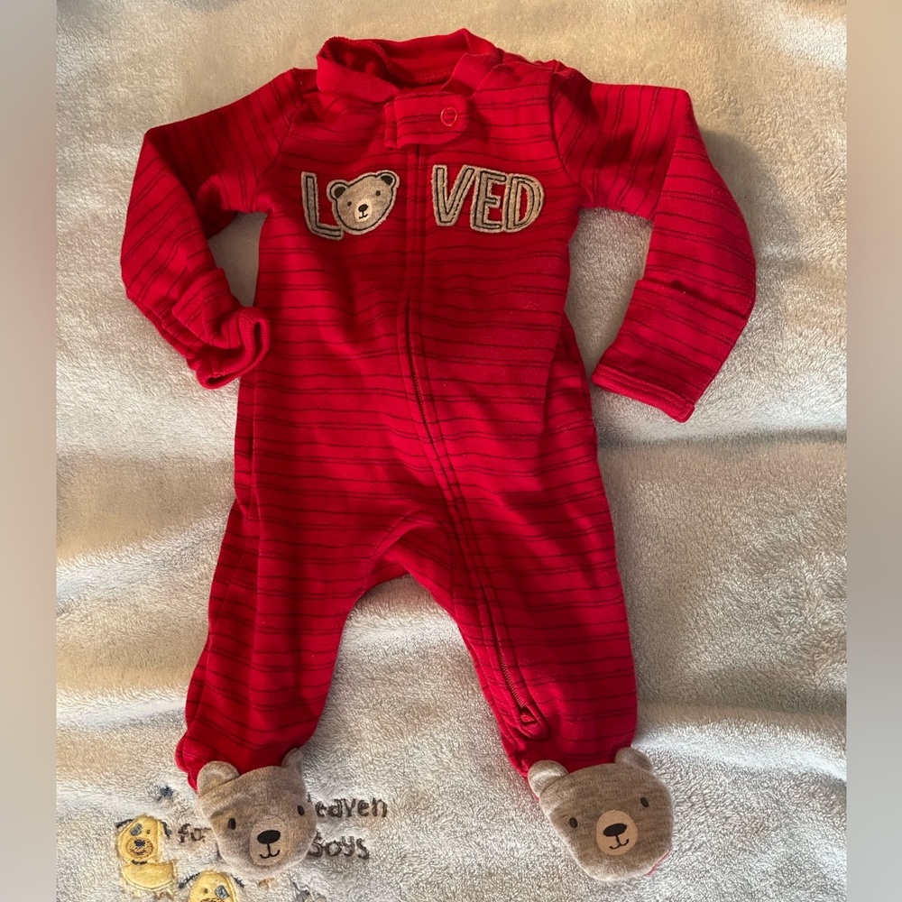 Carters NB Unisex “Loved” footed onesie- worn once